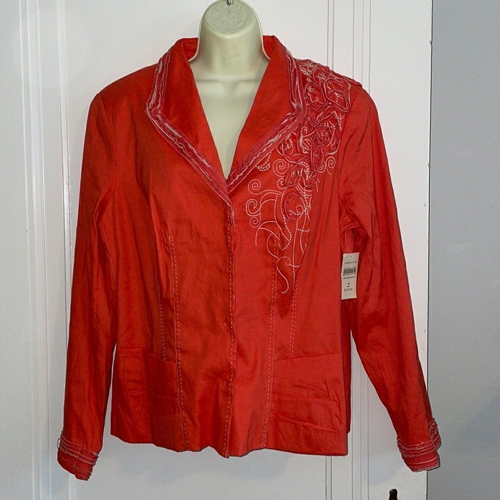 ‎NWT Coldwater Creek orange ruffle detail jacket/blazer